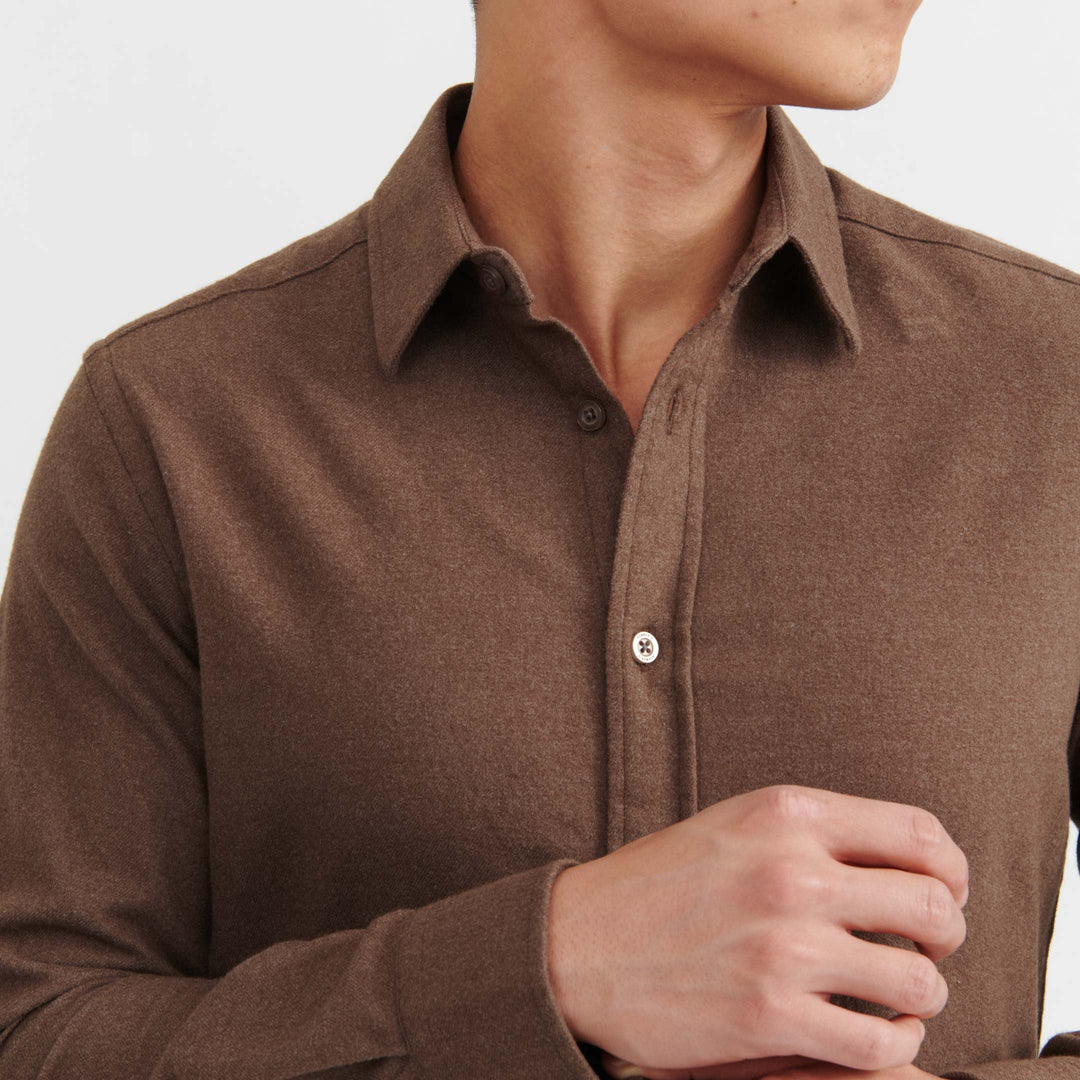 Ash & Erie Dark Brown Brushed Button-Down Shirt for Short Men   Everyday Shirts