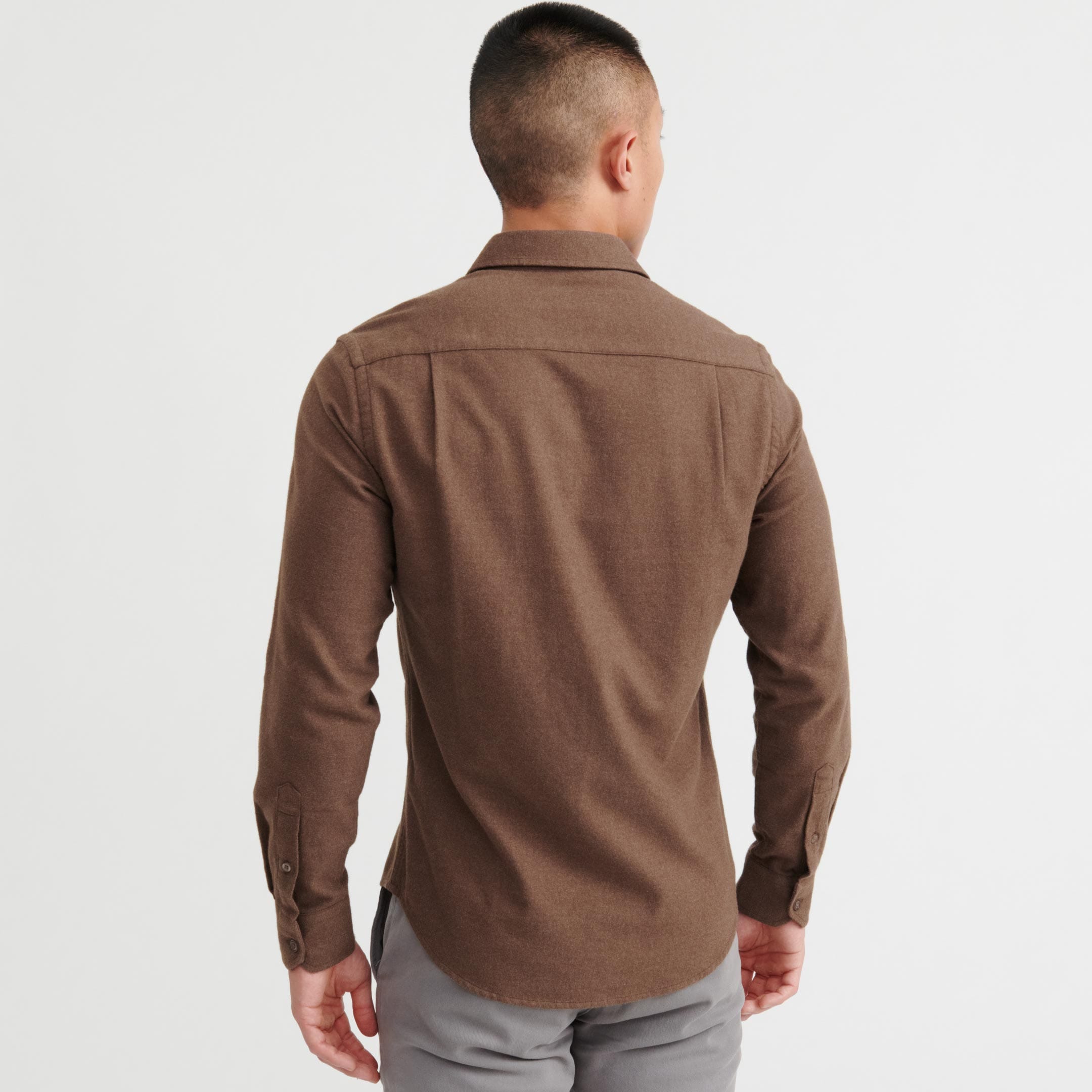 Ash & Erie Dark Brown Brushed Button-Down Shirt for Short Men Dark Brown / M / Slim Ash & Erie Dark Brown Brushed Button-Down Shirt for Short Men Dark Brown / M / Slim