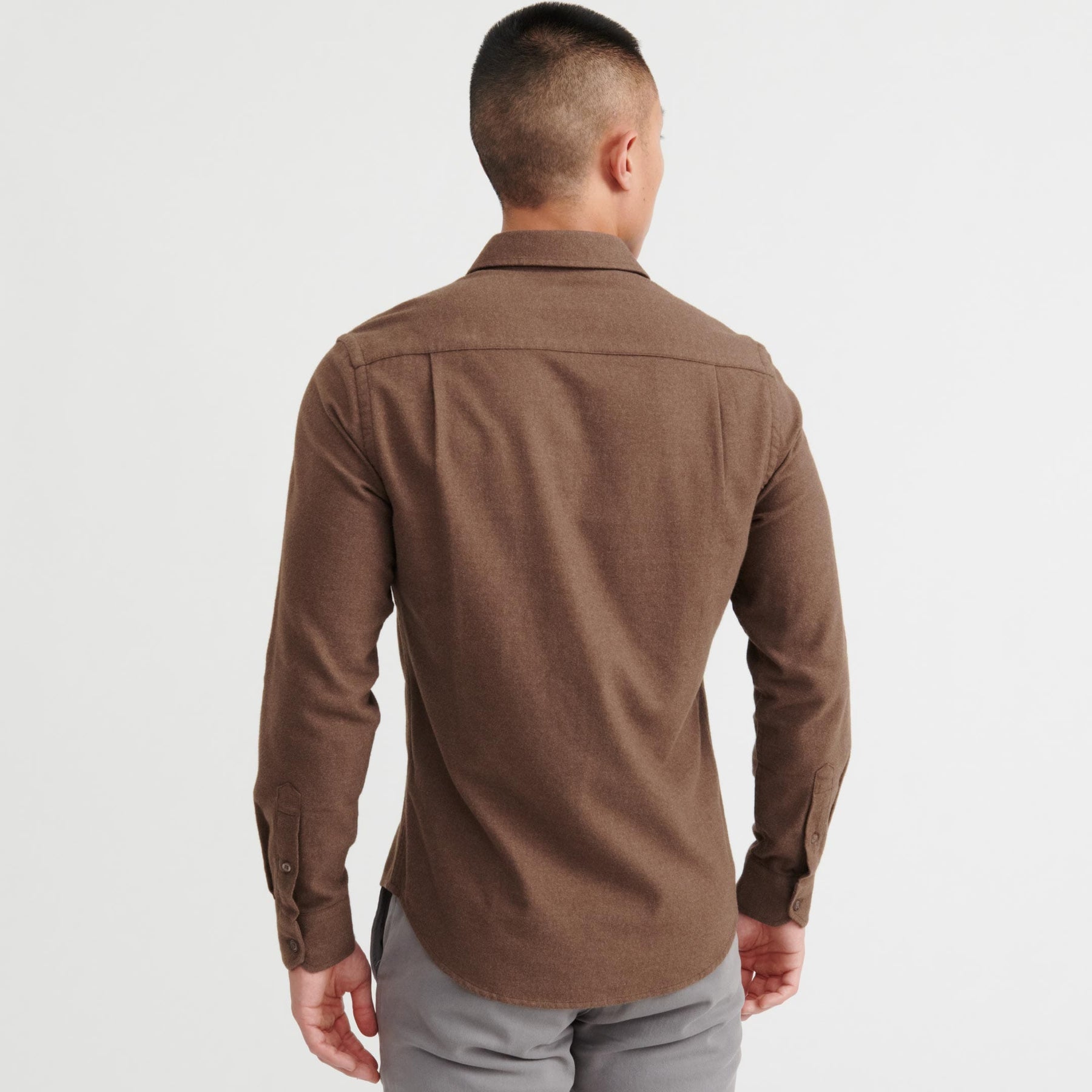 Ash & Erie Dark Brown Brushed Button-Down Shirt for Short Men Ash & Erie Dark Brown Brushed Button-Down Shirt for Short Men