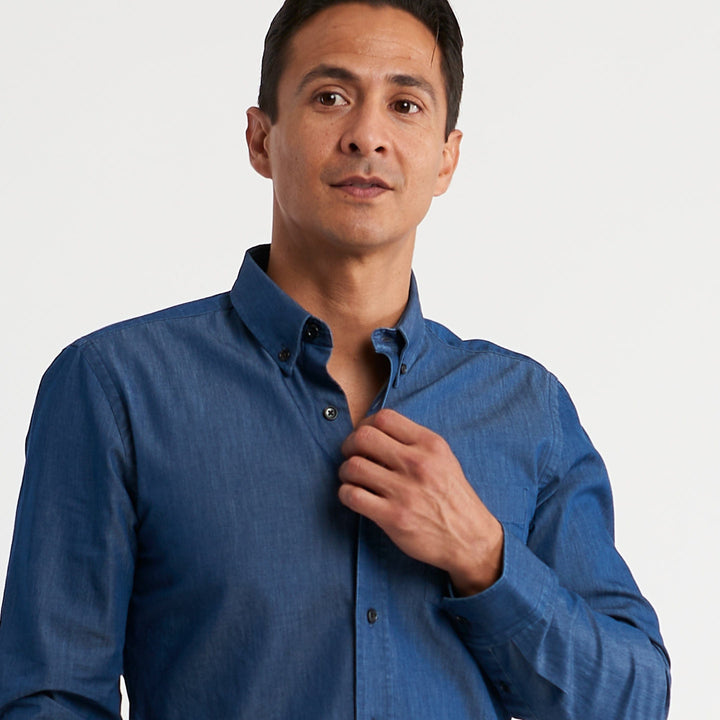 Ash & Erie Dark Indigo Button-Down Shirt for Short Men   Everyday Shirts