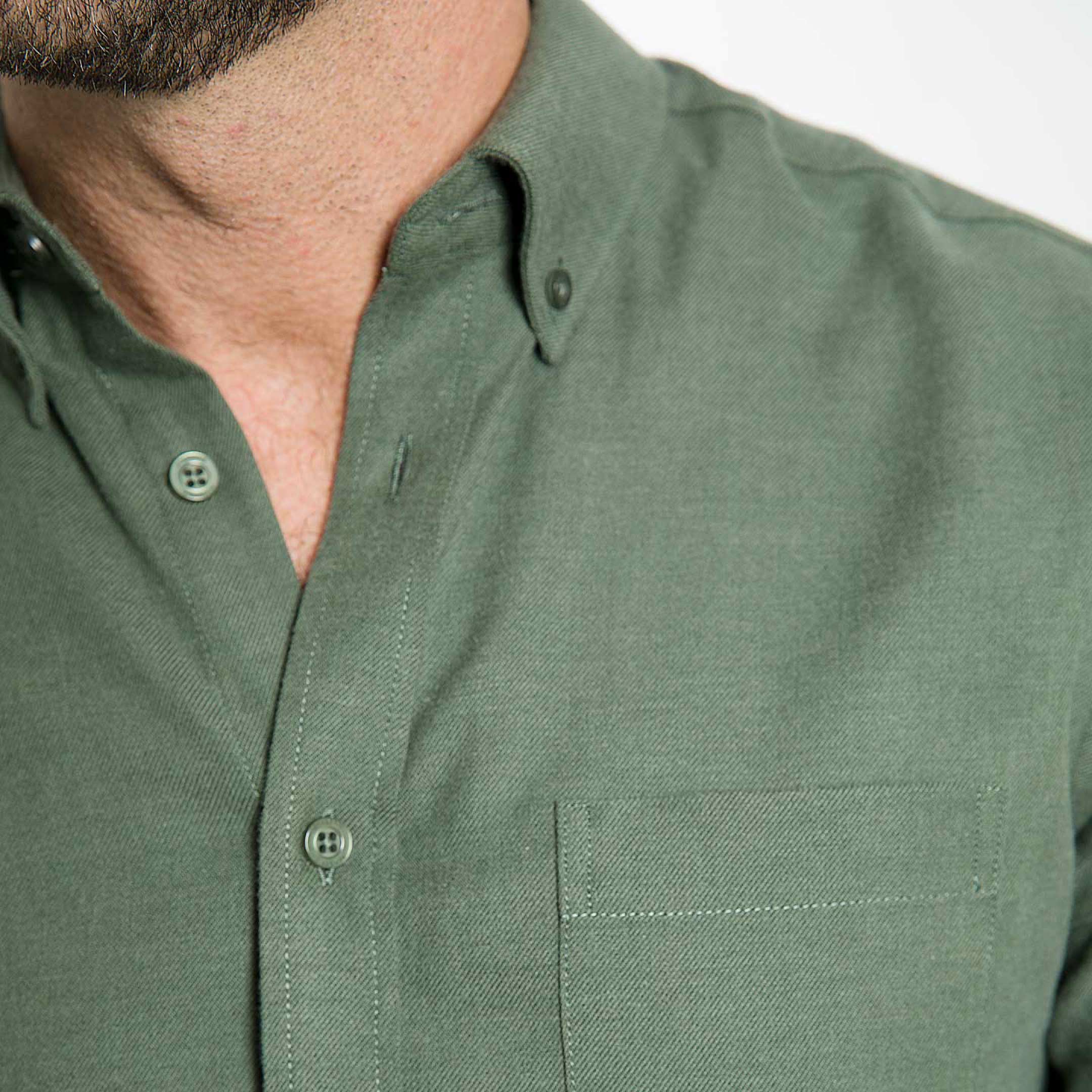 Ash & Erie Elm Green Brushed Button-Down Shirt for Short Men Elm Green / XL / Slim