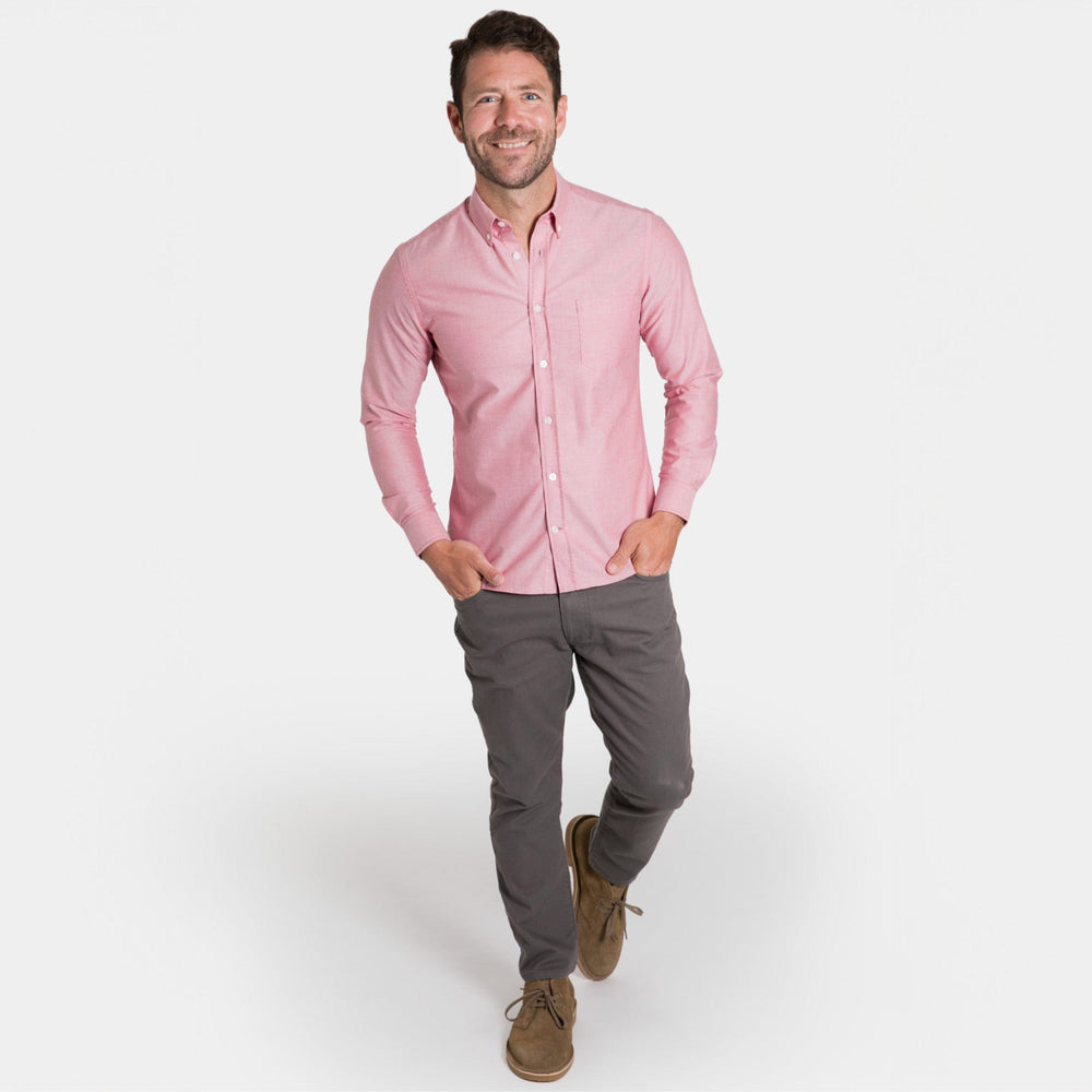 Ash & Erie Faded Brick Oxford Wrinkle-Free Button-Down Shirt for Short Men   Everyday Shirts