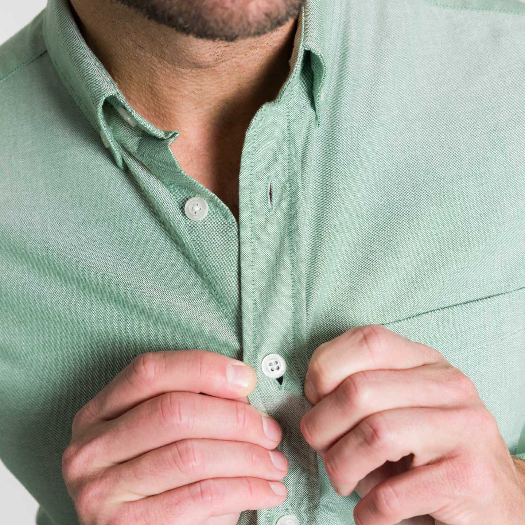 Buy Faded Fern Oxford Wrinkle-Free Button-Down Shirt for Short Men | Ash & Erie   Everyday Shirts