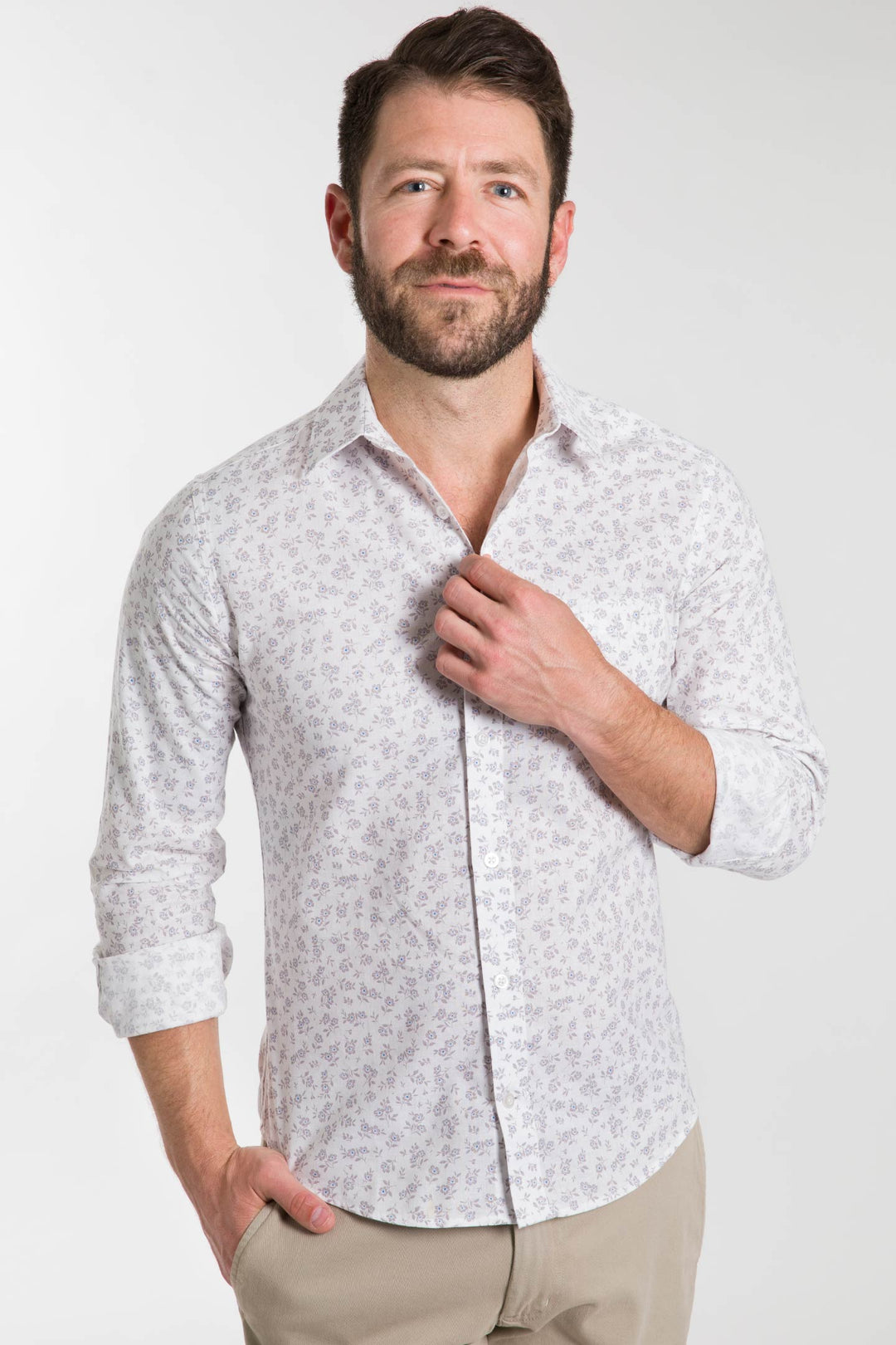 Ash & Erie Grey Linen Button-Down Shirt for Short Men
