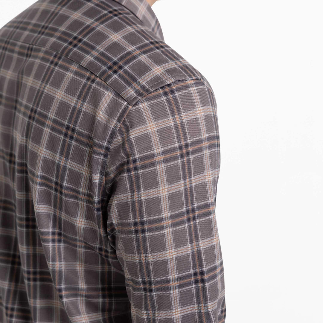 Ash & Erie Greyline Plaid Performance Stretch Shirt for Short Men   Everyday Shirts