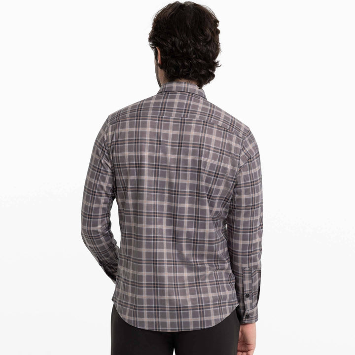 Ash & Erie Greyline Plaid Performance Stretch Shirt for Short Men   Everyday Shirts