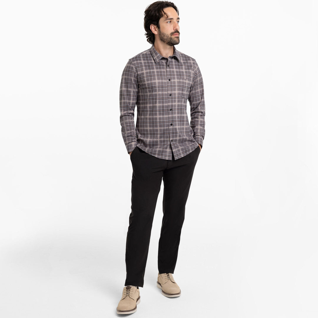 Ash & Erie Greyline Plaid Performance Stretch Shirt for Short Men   Everyday Shirts
