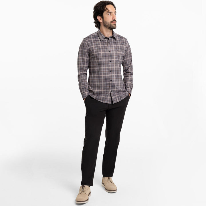 Ash & Erie Greyline Plaid Performance Stretch Shirt for Short Men   Everyday Shirts