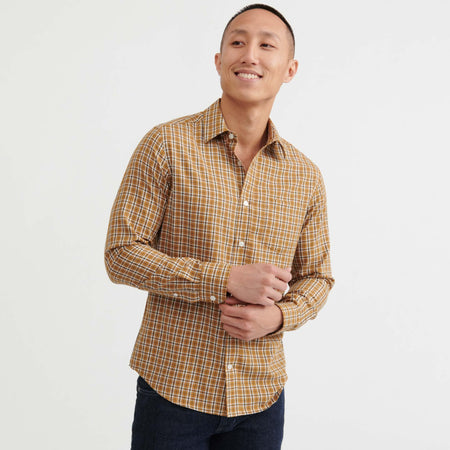 Ash & Erie Hazelnut Plaid Button-Down Shirt for Short Men