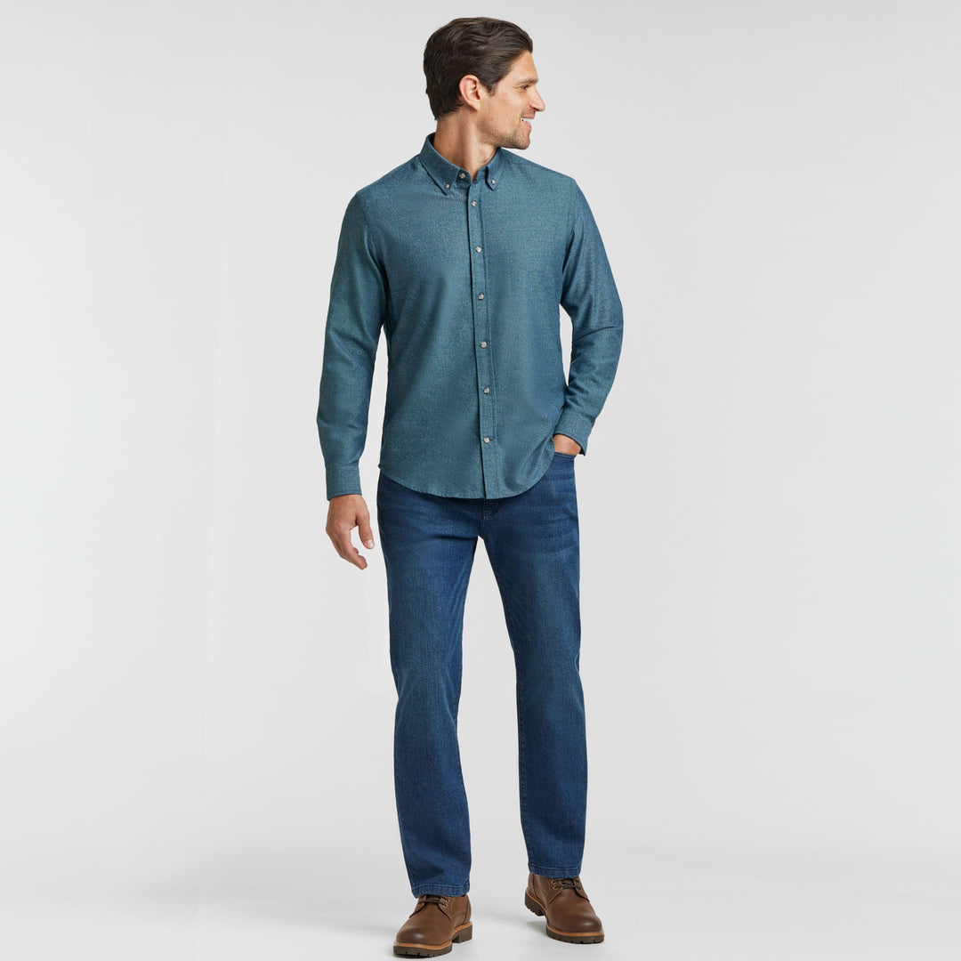 Ash & Erie Heather Azure Button-Down Shirt for Short Men   Everyday Shirts