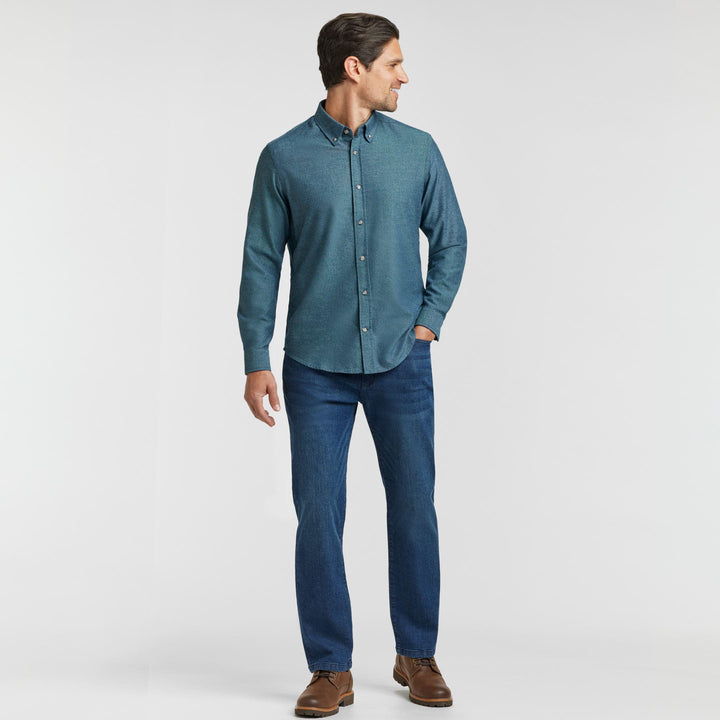 Ash & Erie Heather Azure Button-Down Shirt for Short Men   Everyday Shirts