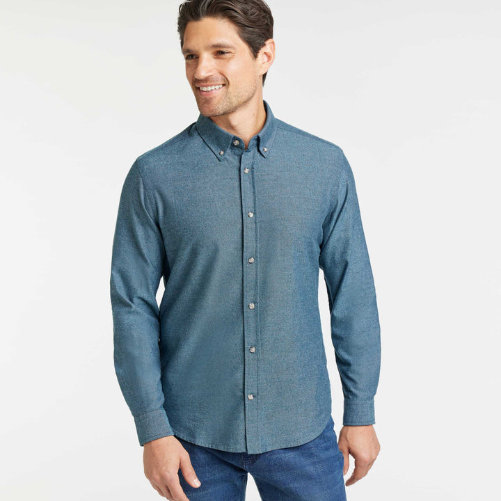 Ash & Erie Heather Azure Button-Down Shirt for Short Men   Everyday Shirts