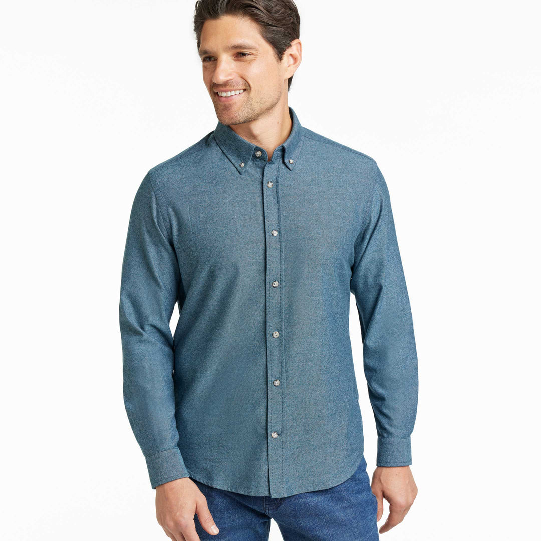 Ash & Erie Heather Azure Button-Down Shirt for Short Men   Everyday Shirts