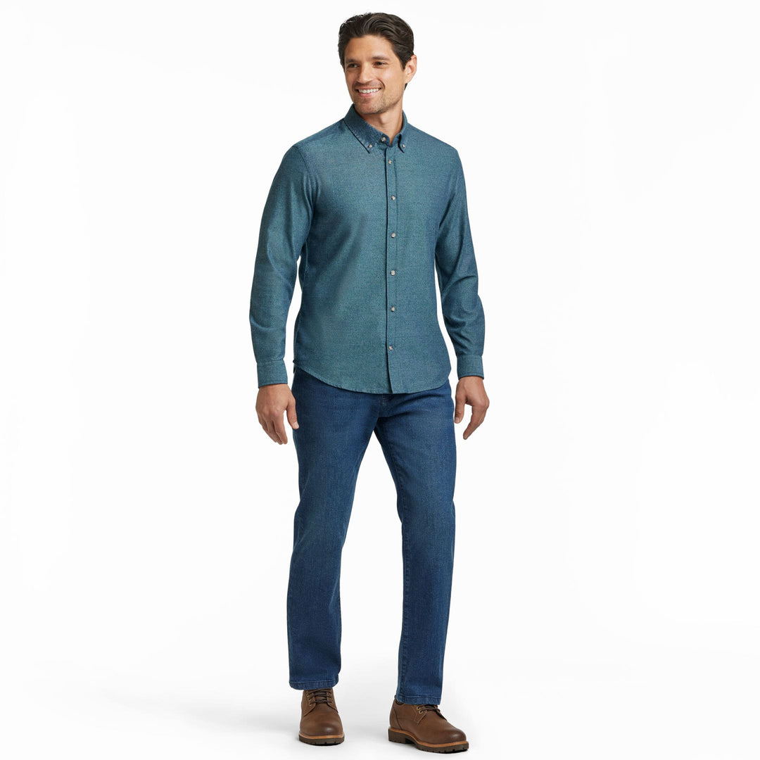 Ash & Erie Heather Azure Button-Down Shirt for Short Men   Everyday Shirts