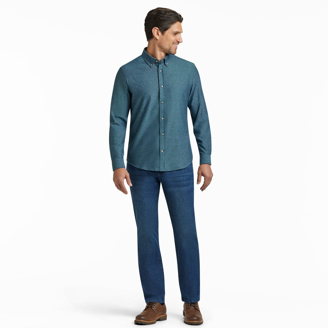 Ash & Erie Heather Azure Button-Down Shirt for Short Men   Everyday Shirts