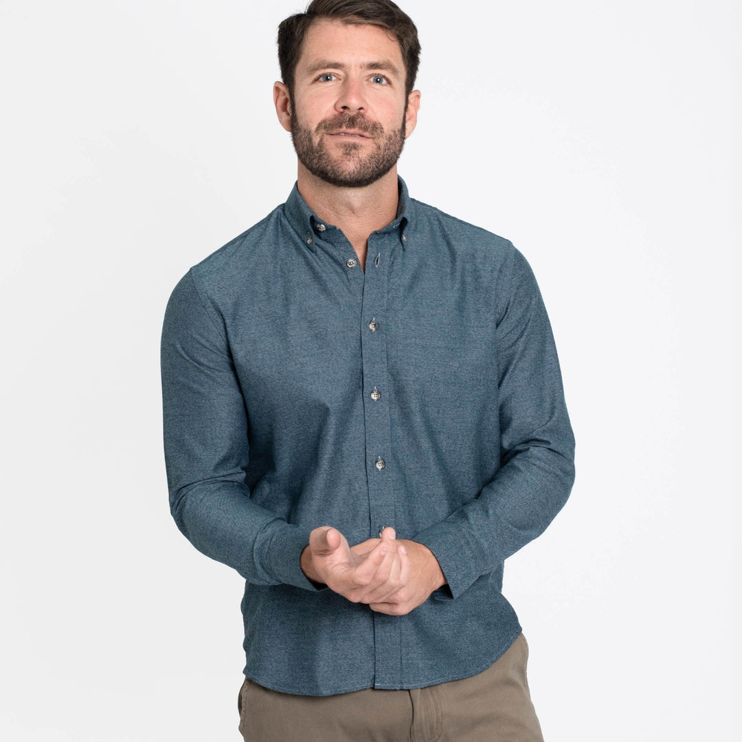Ash & Erie Heather Azure Button-Down Shirt for Short Men   Everyday Shirts