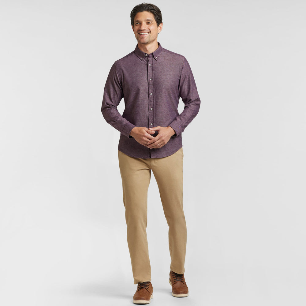 Ash & Erie Heather Burgundy Button-Down Shirt for Short Men   Everyday Shirts