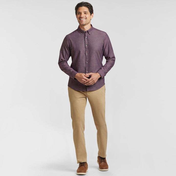 Ash & Erie Heather Burgundy Button-Down Shirt for Short Men   Everyday Shirts