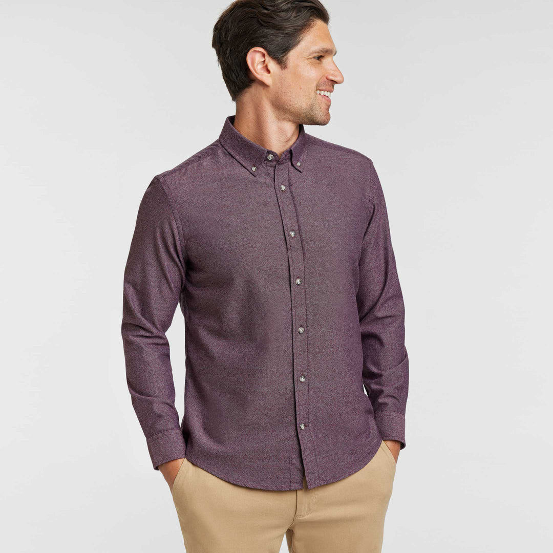 Ash & Erie Heather Burgundy Button-Down Shirt for Short Men   Everyday Shirts