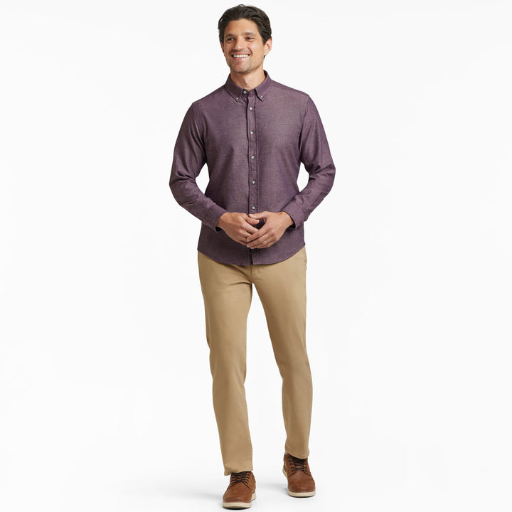 Ash & Erie Heather Burgundy Button-Down Shirt for Short Men   Everyday Shirts