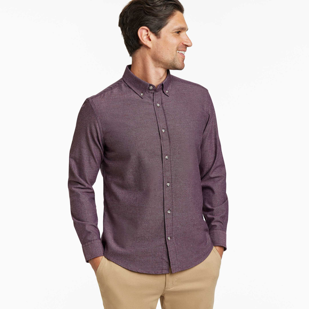 Ash & Erie Heather Burgundy Button-Down Shirt for Short Men   Everyday Shirts