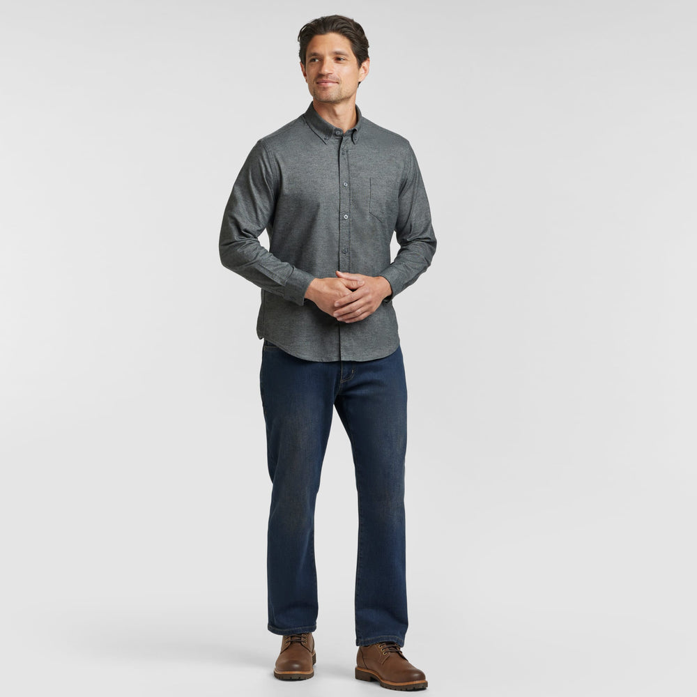 Ash & Erie Heather Charcoal Brushed Button-Down Shirt for Short Men   Everyday Shirts