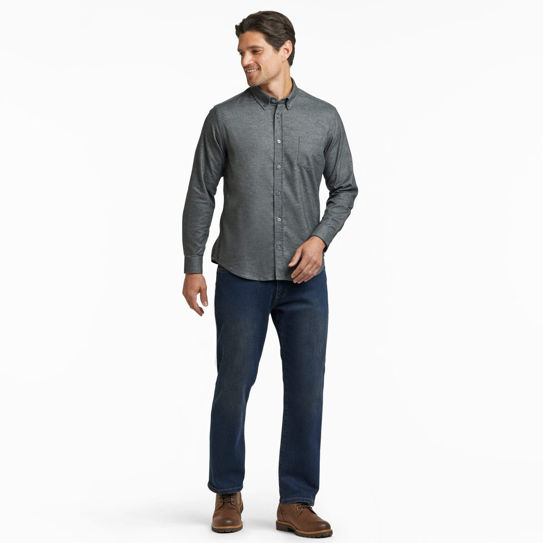 Ash & Erie Heather Charcoal Brushed Button-Down Shirt for Short Men   Everyday Shirts