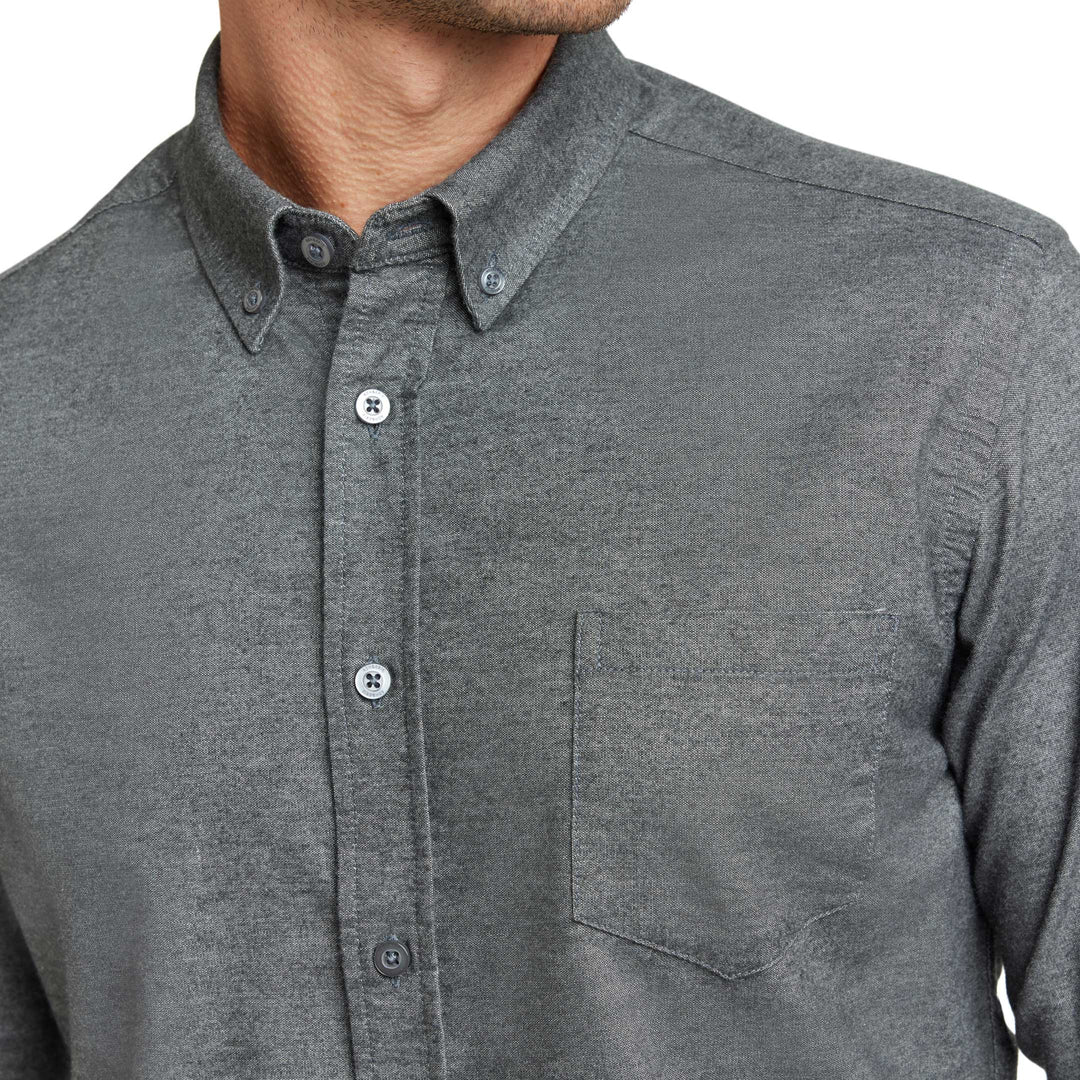 Ash & Erie Heather Charcoal Brushed Button-Down Shirt for Short Men   Everyday Shirts