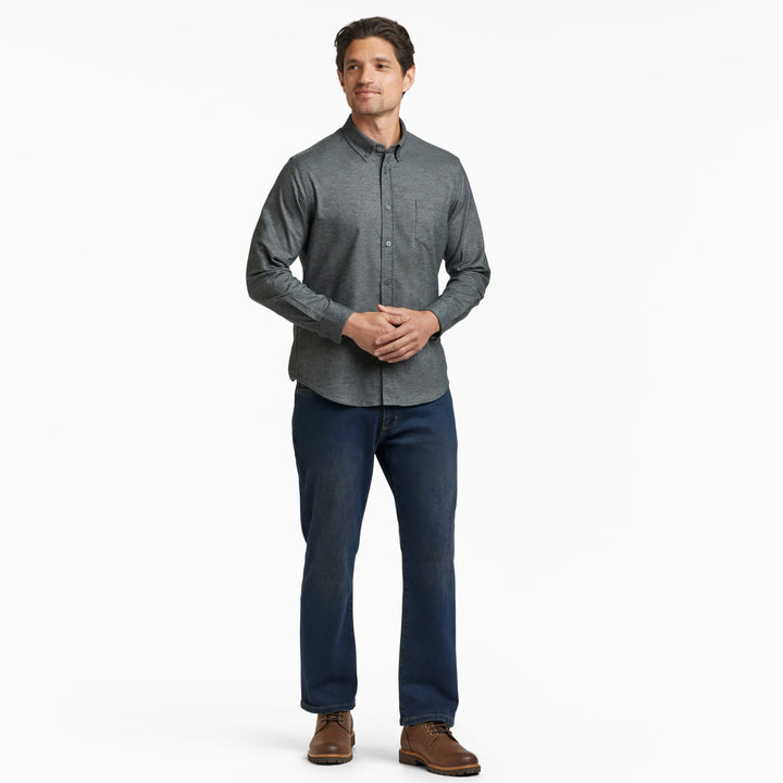Ash & Erie Heather Charcoal Brushed Button-Down Shirt for Short Men   Everyday Shirts