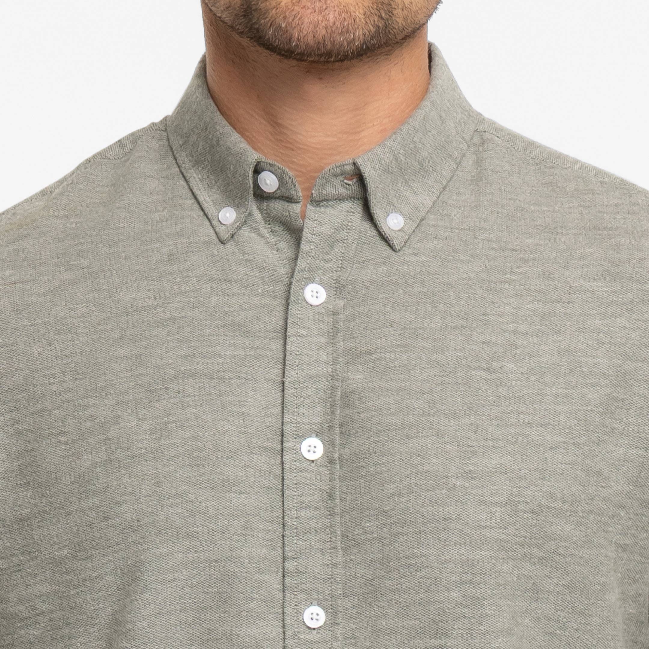 Ash & Erie Heather Green Button-Down Shirt for Short Men   Everyday Shirts