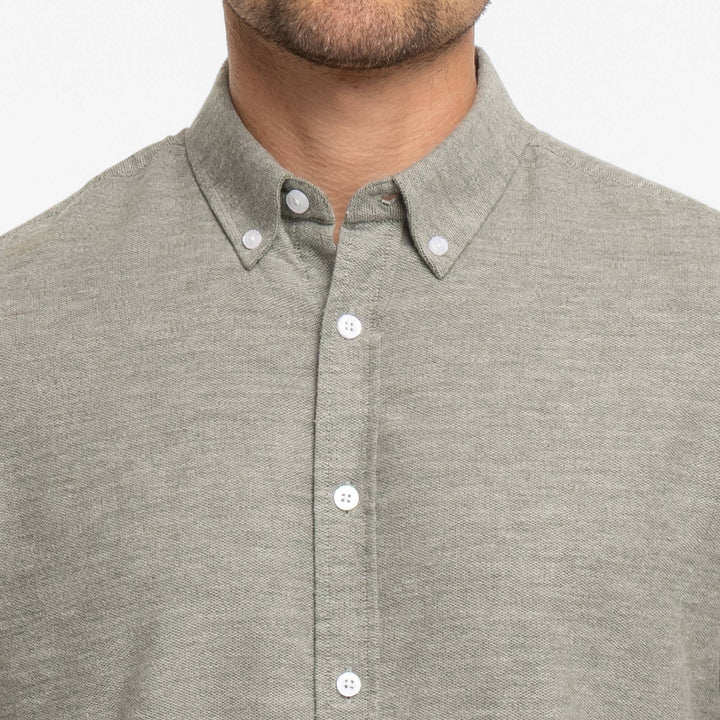 Ash & Erie Heather Green Button-Down Shirt for Short Men   Everyday Shirts