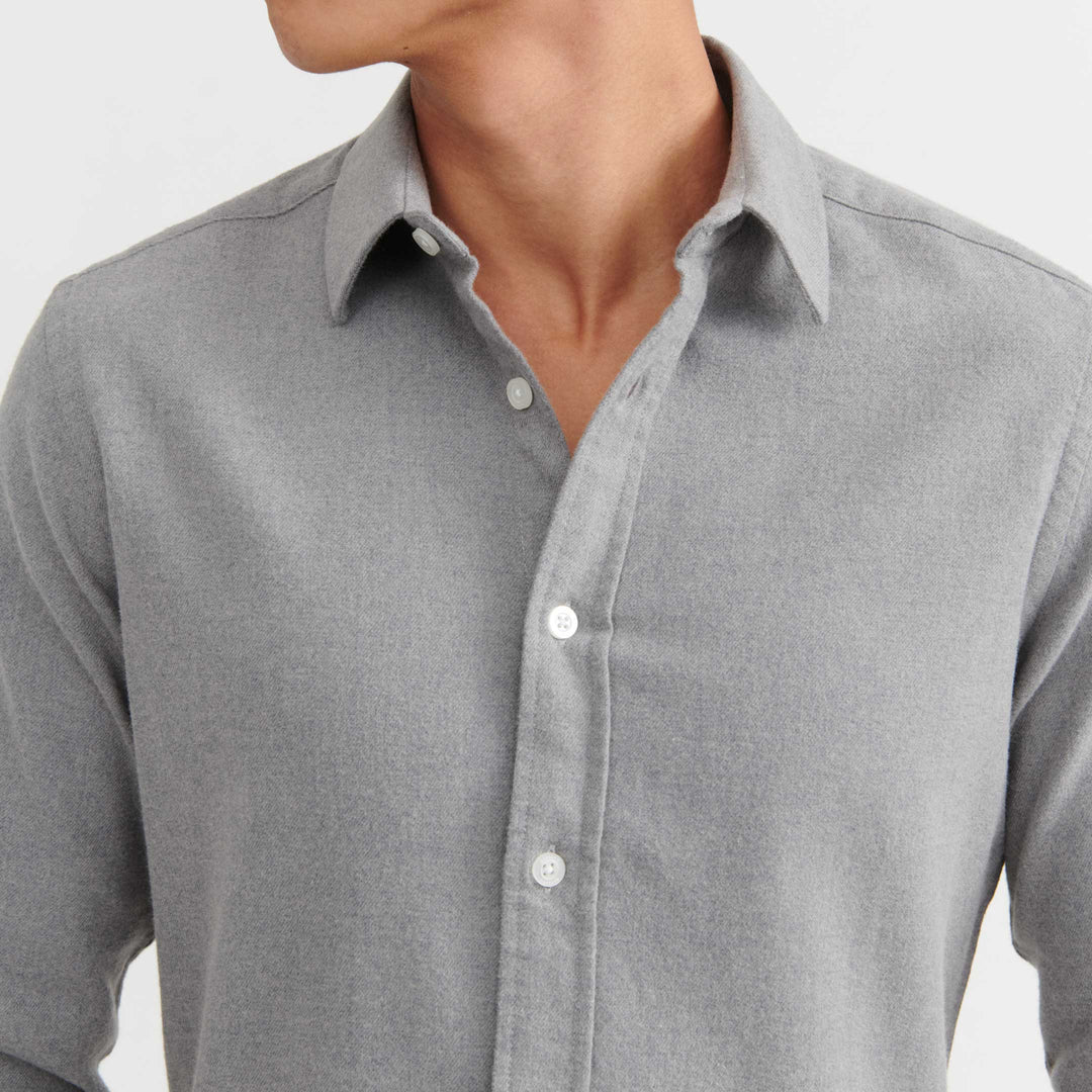 Ash & Erie Heather Grey Brushed Button-Down Shirt for Short Men   Everyday Shirts