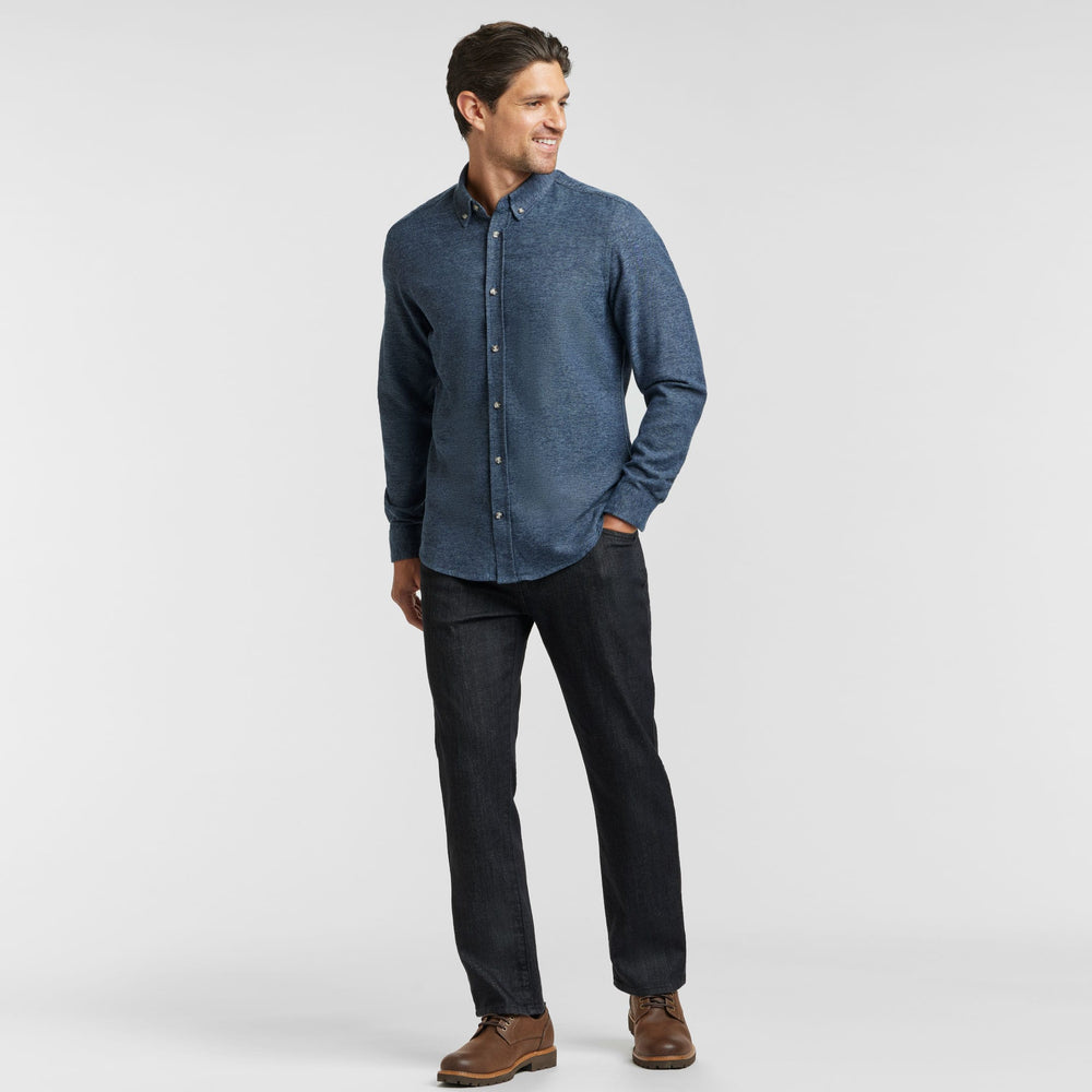 Ash & Erie Heather Indigo Brushed Button-Down Shirt for Short Men   Everyday Shirts