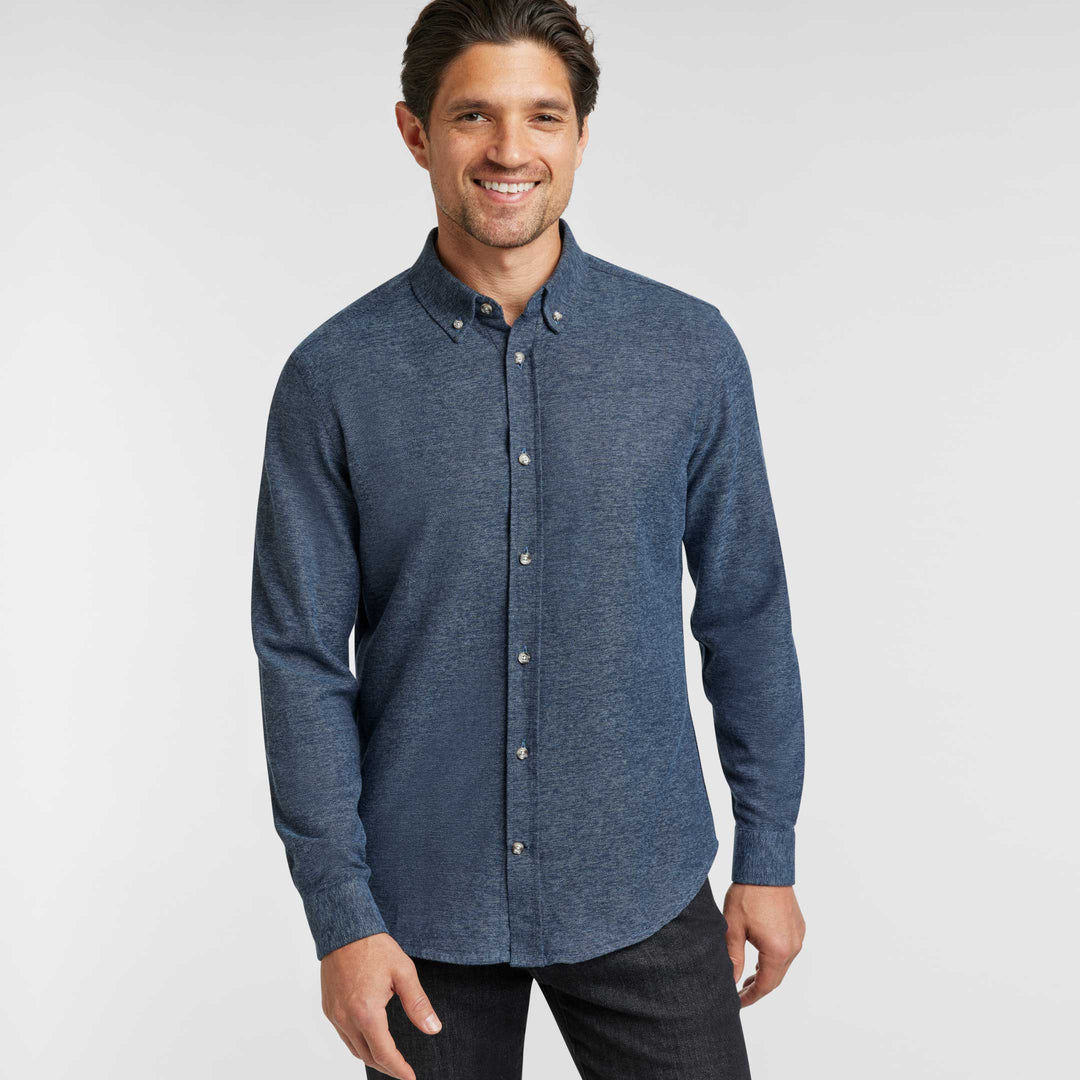Ash & Erie Heather Indigo Brushed Button-Down Shirt for Short Men   Everyday Shirts