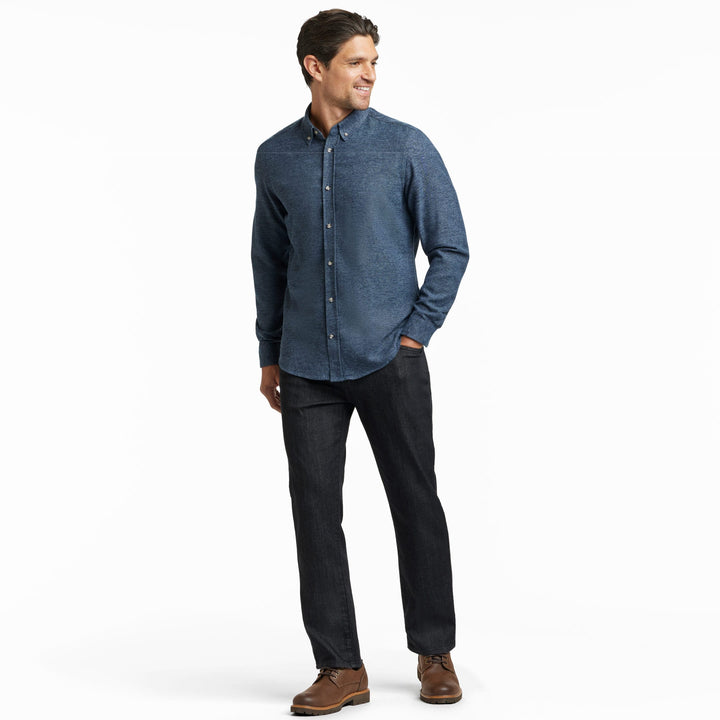 Ash & Erie Heather Indigo Brushed Button-Down Shirt for Short Men   Everyday Shirts