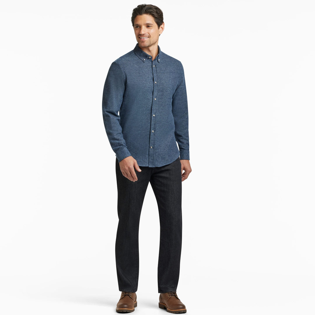 Ash & Erie Heather Indigo Brushed Button-Down Shirt for Short Men   Everyday Shirts
