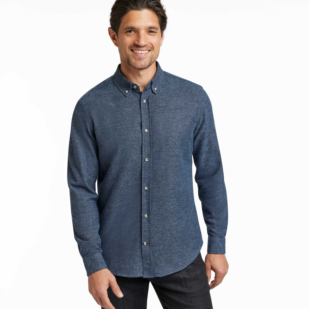 Ash & Erie Heather Indigo Brushed Button-Down Shirt for Short Men   Everyday Shirts