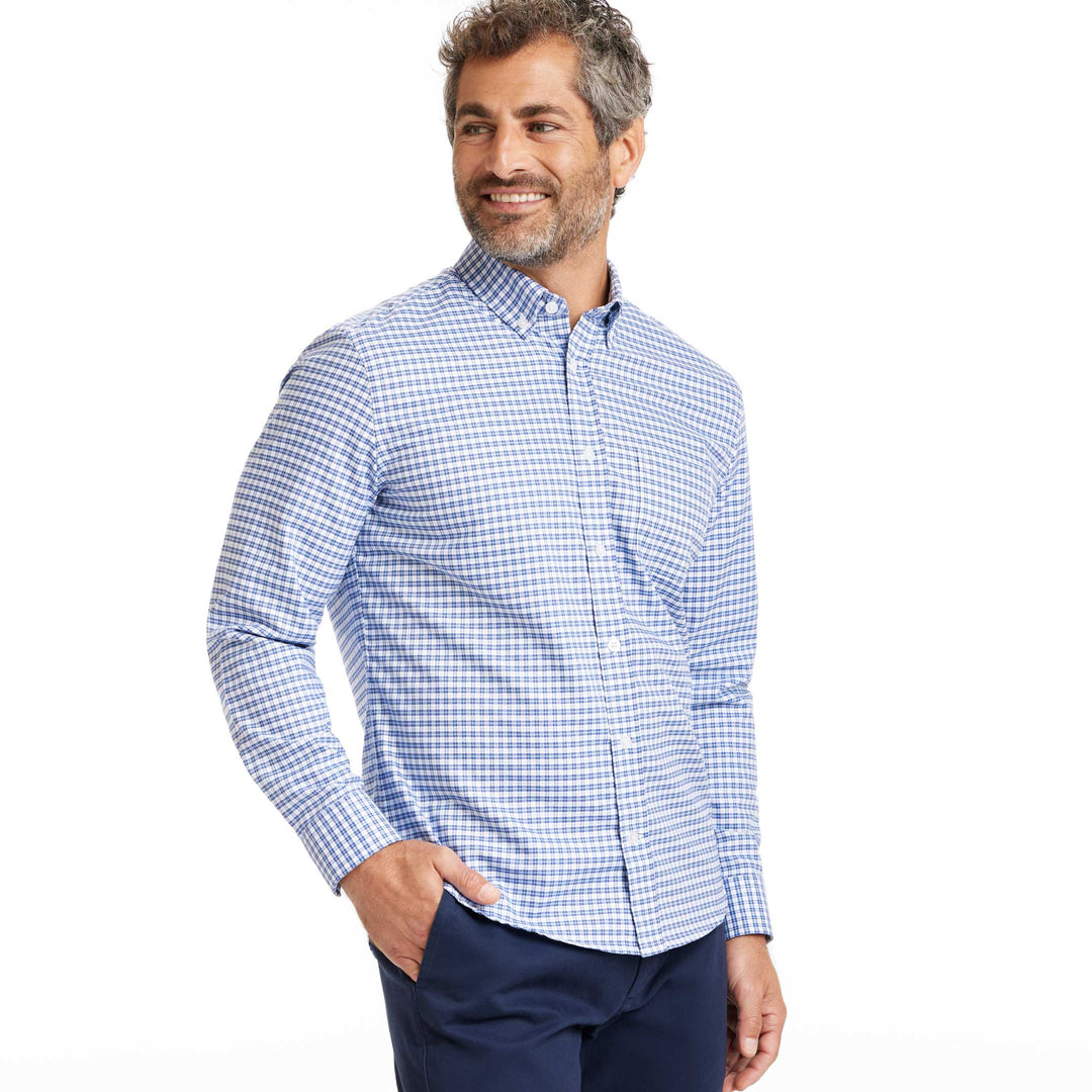 Ash & Erie Hudson Check Oxford Wrinkle-Free Button-Down Shirt for Short Men   Everyday Shirts
