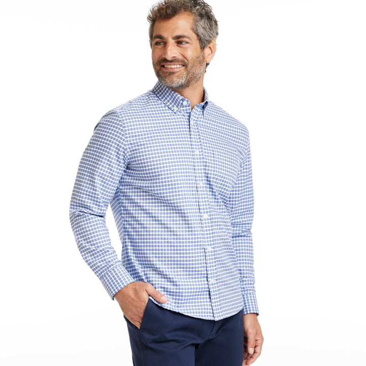 Ash & Erie Hudson Check Oxford Wrinkle-Free Button-Down Shirt for Short Men   Everyday Shirts