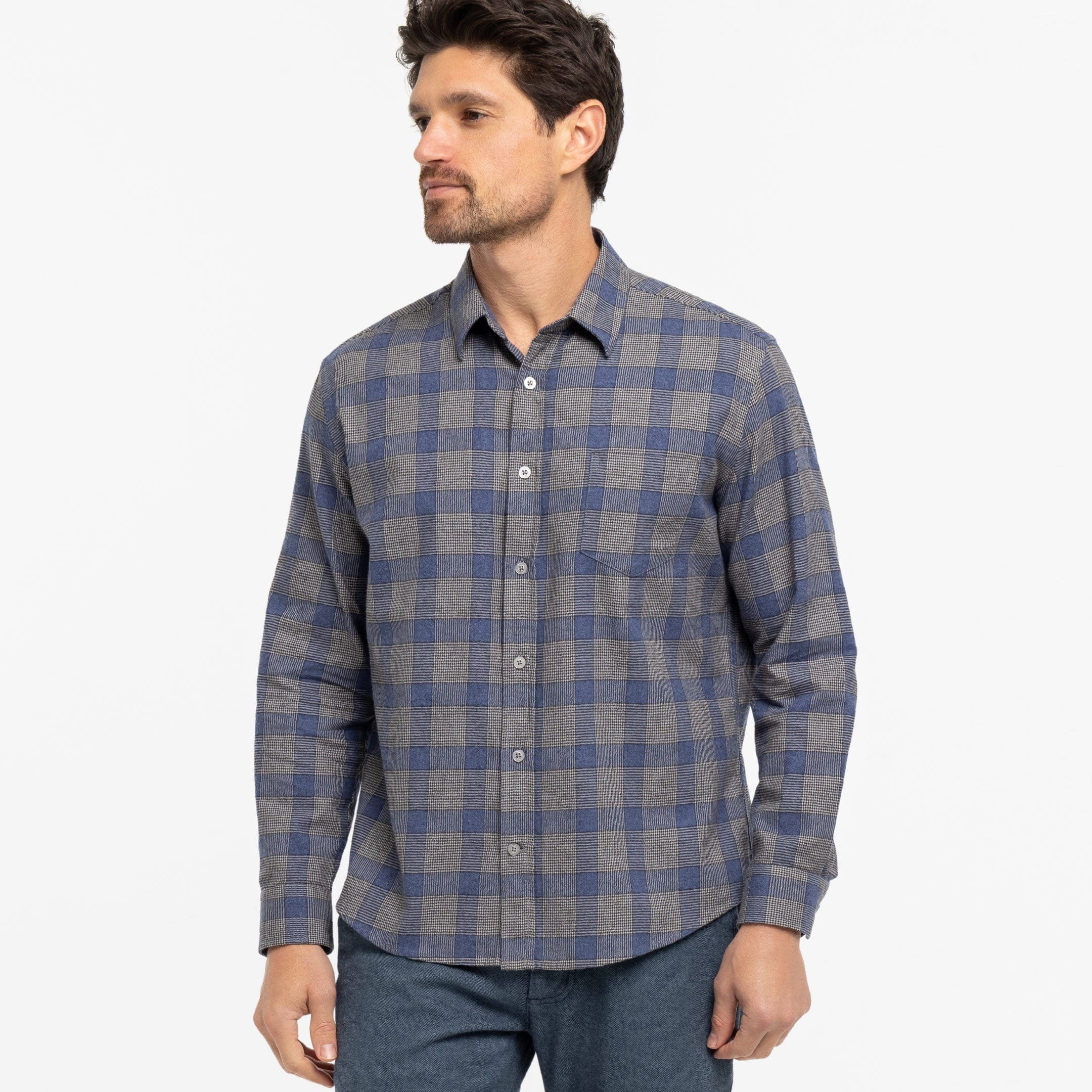 Ash & Erie Indigo Check Button-Down Shirt for Short Men   Everyday Shirts