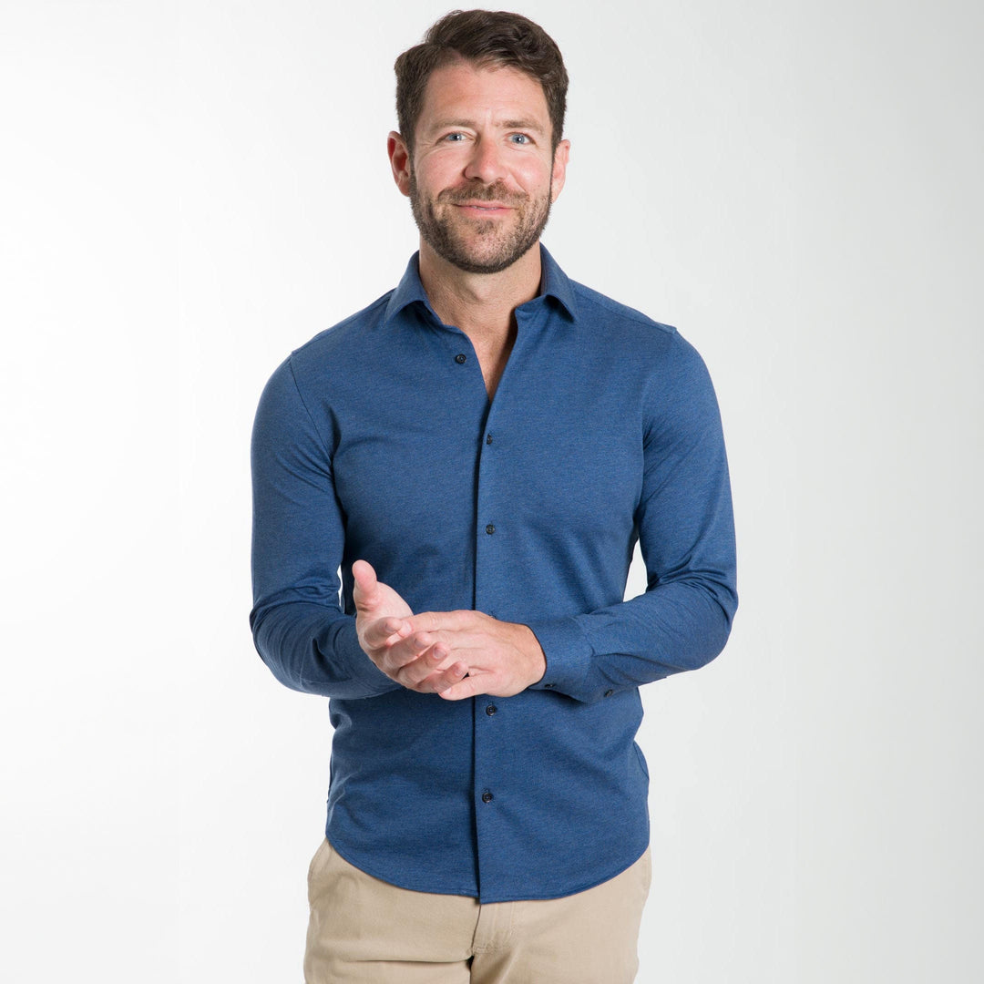 porter and ash dress shirt Porter Ash Shirt Mens Medium Blue Structured Luxe Linen Button Down NEW