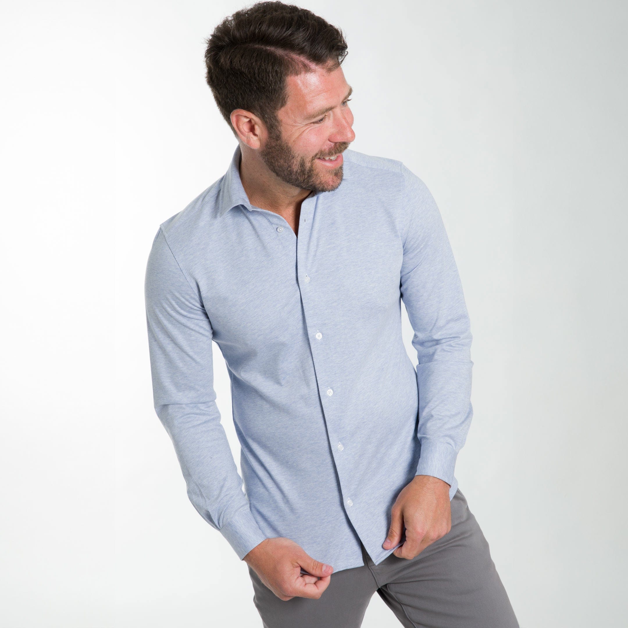 sky blue dress shirt Brooklyn Brigade Dusty Blue Dress Shirt – Stately main image 0