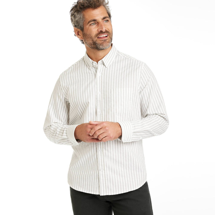 Ash & Erie Longford Stripe Oxford Wrinkle-Free Button-Down Shirt for Short Men   Everyday Shirts