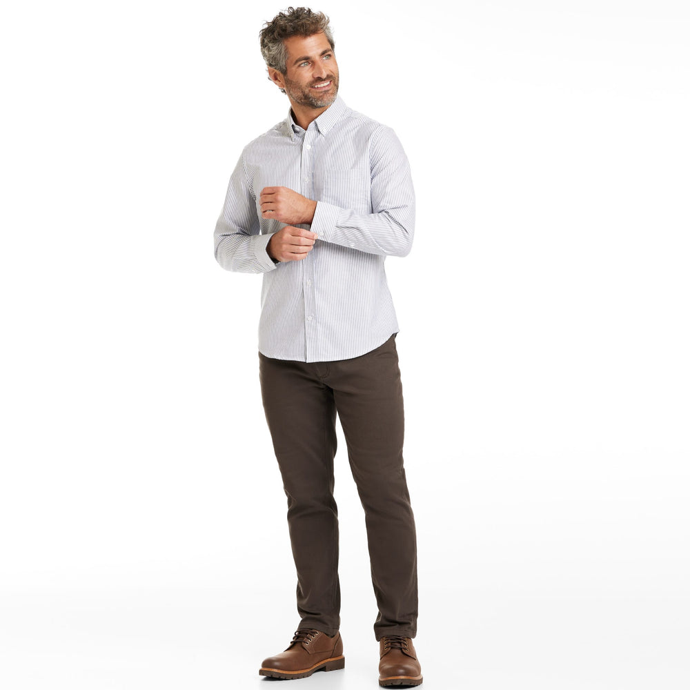 Ash & Erie Longford Stripe Oxford Wrinkle-Free Button-Down Shirt for Short Men   Everyday Shirts