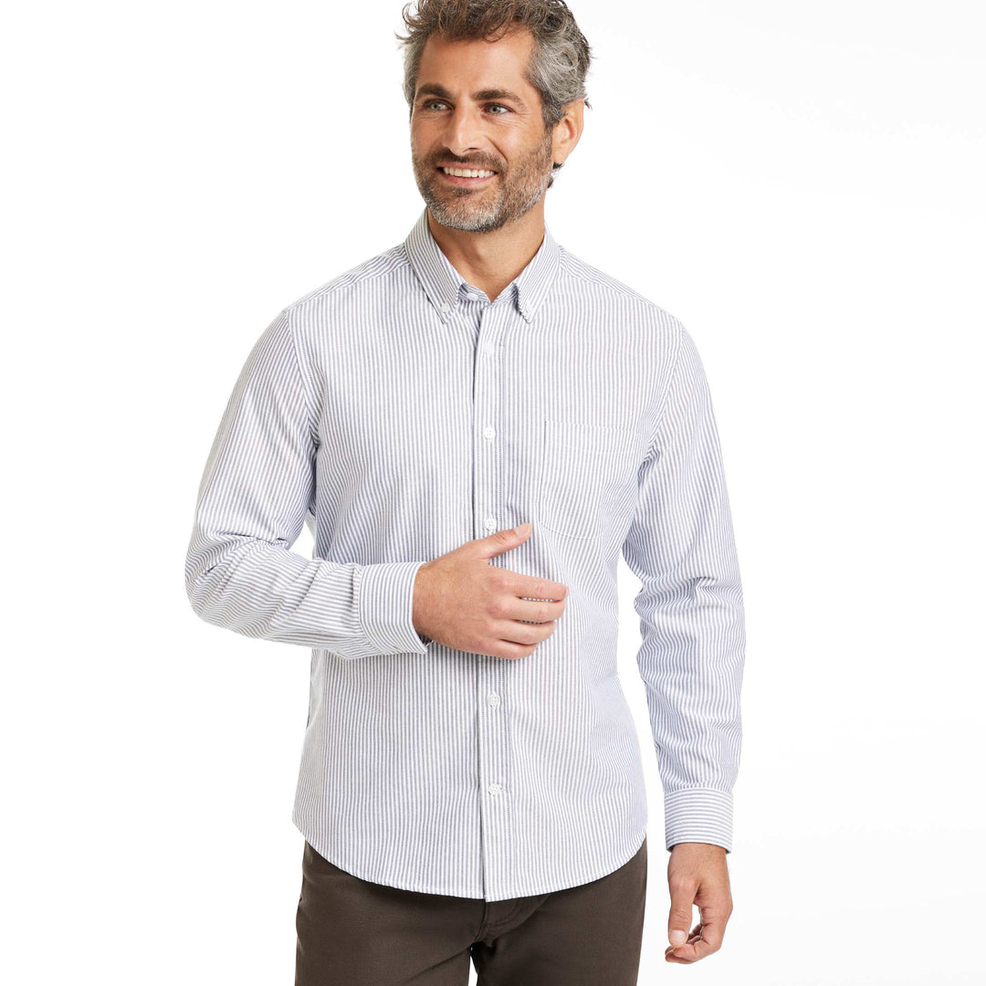 Ash & Erie Longford Stripe Oxford Wrinkle-Free Button-Down Shirt for Short Men   Everyday Shirts