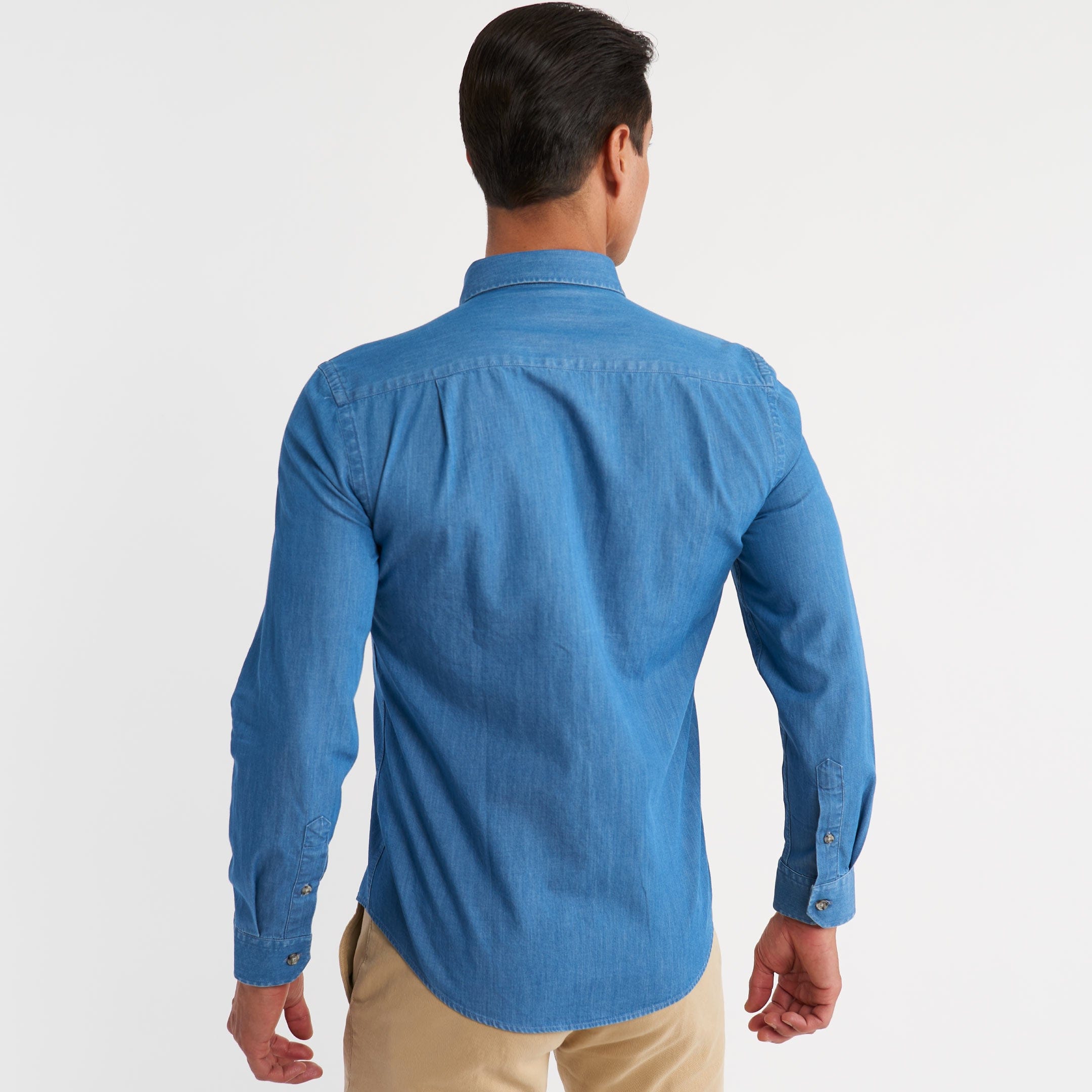 Escada Sport Light Blue Denim Button Up Shirt sz Medium