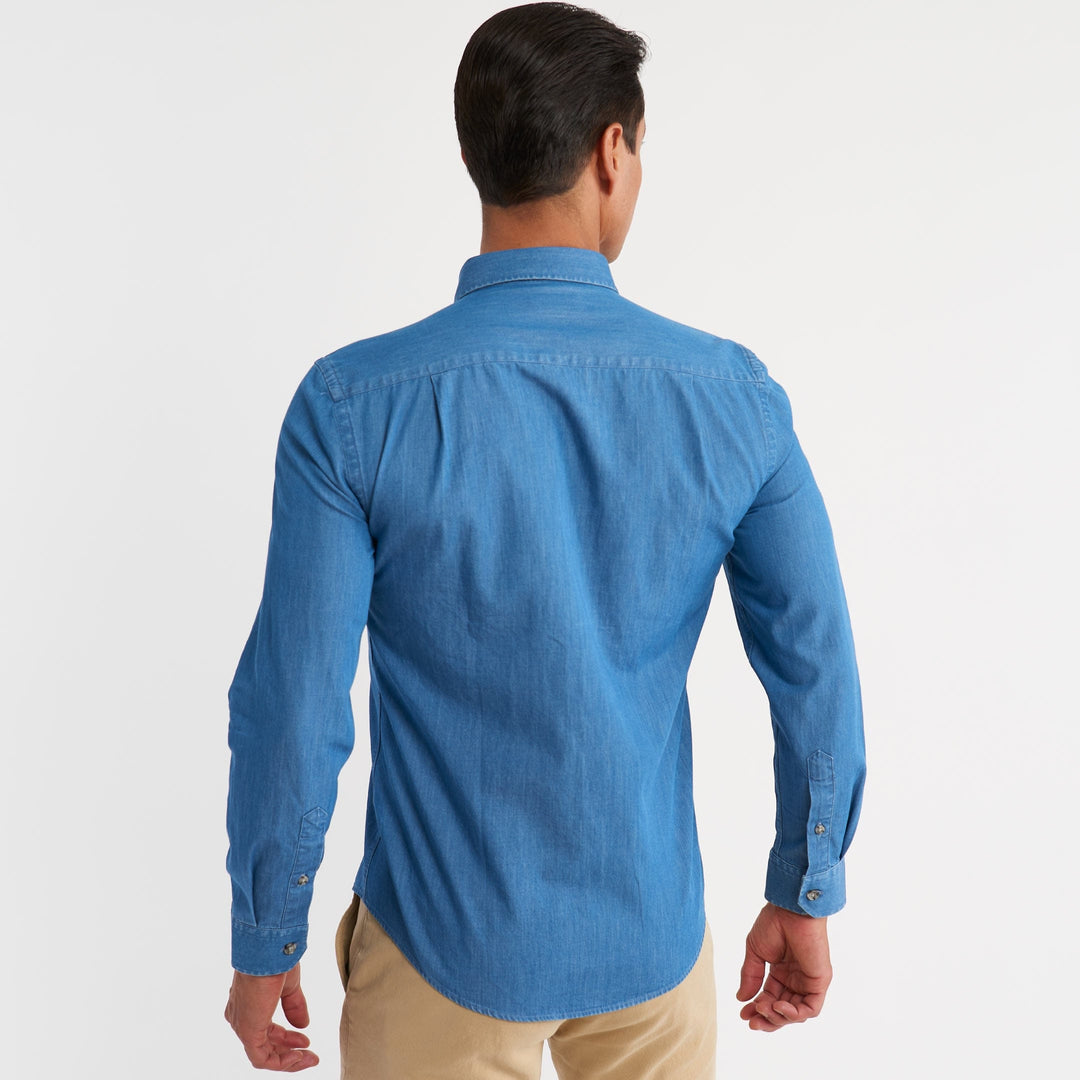 Ash & Erie Medium Blue Button-Down Shirt for Short Men   Everyday Shirts