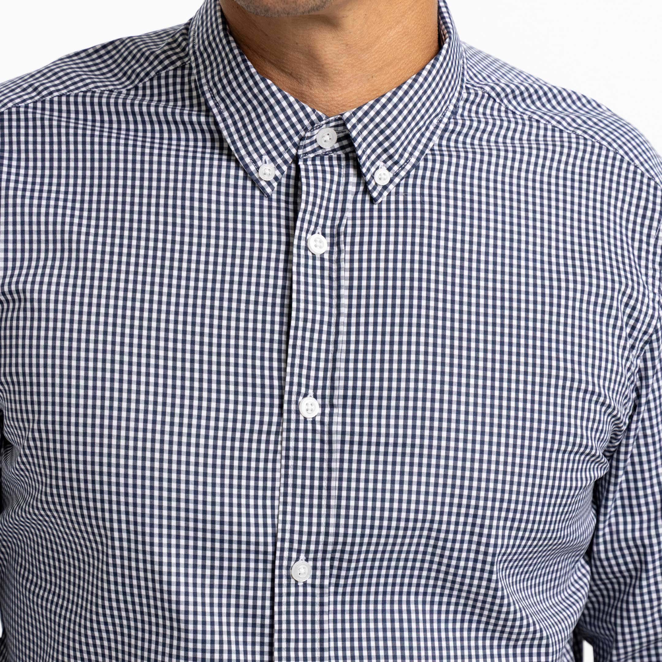 Ash & Erie Navy Gingham Wrinkle-Free Button-Down Shirt for Short Men   Everyday Shirts