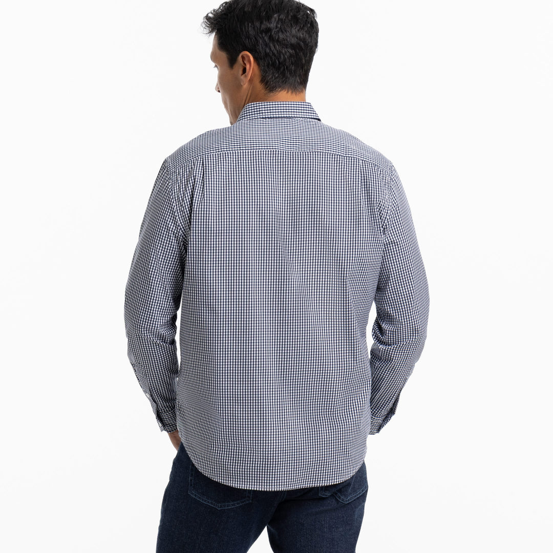 Ash & Erie Navy Gingham Wrinkle-Free Button-Down Shirt for Short Men Navy Gingham / XS / Slim Ash & Erie Navy Gingham Wrinkle-Free Button-Down Shirt for Short Men Navy Gingham / XS / Slim