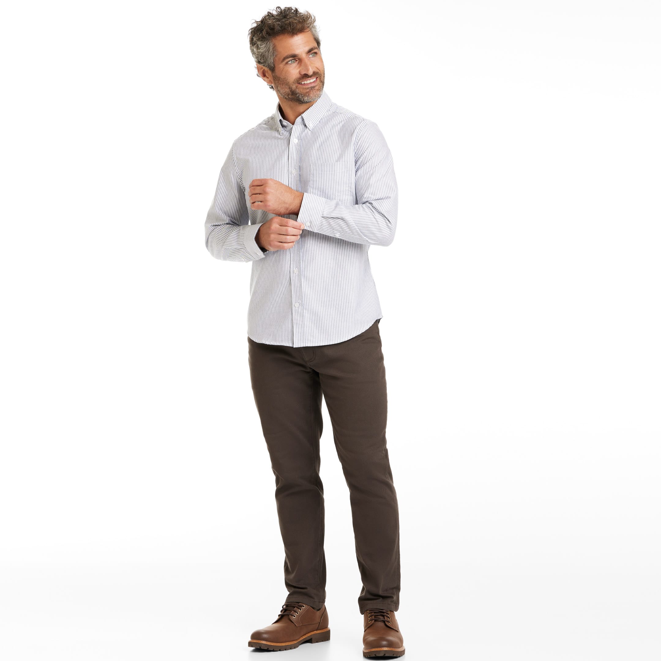 Ash & Erie Navy Stripe Oxford Wrinkle-Free Button-Down Shirt for Short Men   Everyday Shirts